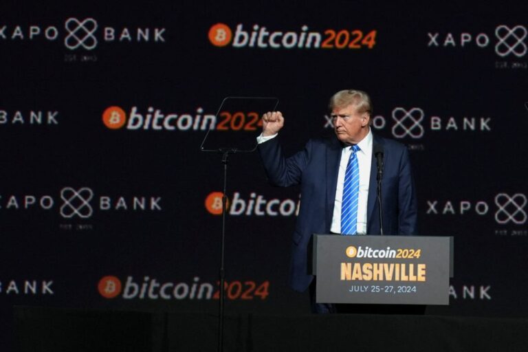 Republican presidential nominee Donald Trump attends the crypto conference in Nashville